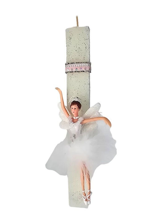Handgefertigte Beduftete Osterkerze Glitter Mädchen Elf Ballerina Weiß Rock