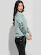 Bluza Damă Mânecă Lungă Pulover Floral Aqua