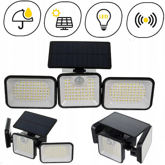 Likesmart Lampă Solară de Exterior 180 Led Senzor de Mișcare Pir Senzor de Amurg 3 Moduri de Iluminare Panou Solar 5.5v Ip65 Rezistent la Apă Unghi Reglabil Curte Grădină Alea Terasă 6000-7000k Negru