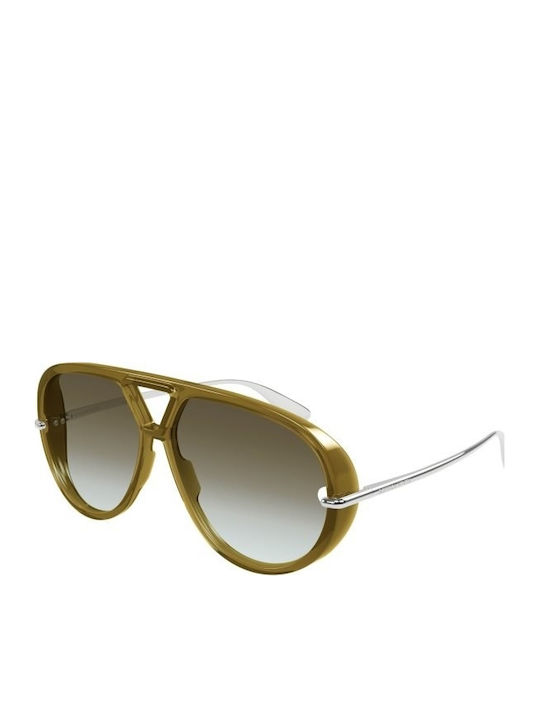 Bottega Veneta Unisex Sunglasses with Brown Horn-Rimmed Frame and Brown Lenses
