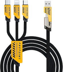 3-in-1 Data Cable 1m Usb-c Micro-usb Lightning Fast Charging 3.1a 1.5 M