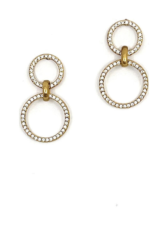 Dorian Gray Gold Plated Steel Stud Earrings with Stones