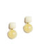 Mat Fashion Stud Earrings with Beige Stones