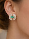 Eluna Earrings Made of Steel with Green Pearls