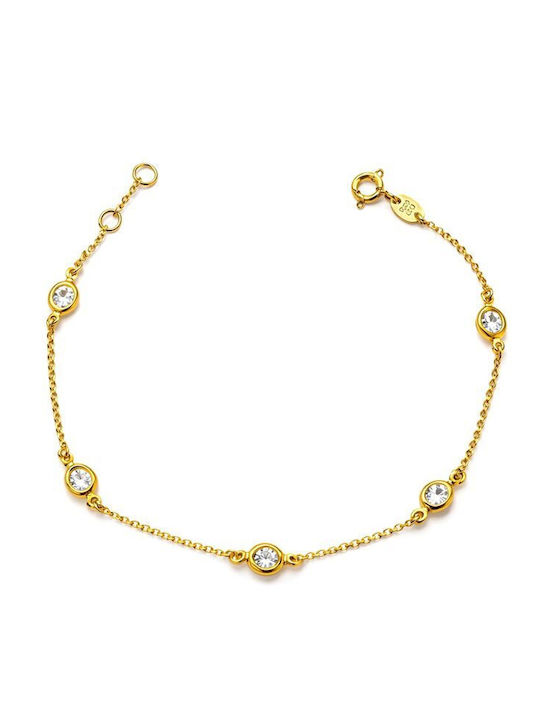 Paraxenies Women's Bracelet Chain Made of Silver Gold Plated with Zircon