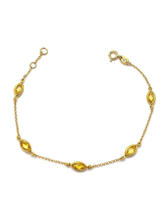 Paraxenies Women's Bracelet Chain Made of Silver Gold Plated with Zircon