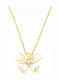 Ios Necklace with Butterfly Design in Gold Plated Silver with Zircon