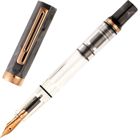 Twsbi Eco Черна Мраморна С Бронзова Писалка B Широка