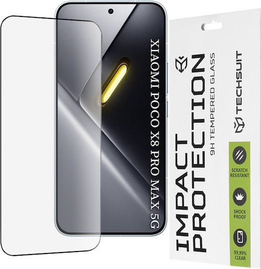 Techsuit Full Glue Full Face Tempered Glass Μαύρο (Poco X8 Pro Max)