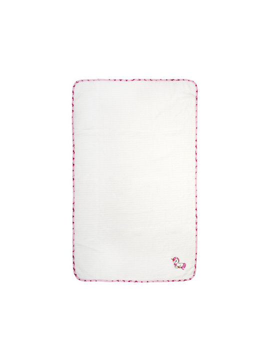 Dimcol Cot Blanket Unicorn Waffle White 100x160cm