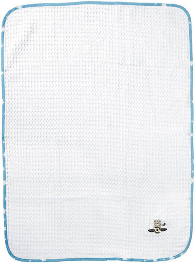 Dimcol Nursery Swaddling Blanket Aviator Waffle White with Animal 80x110cm