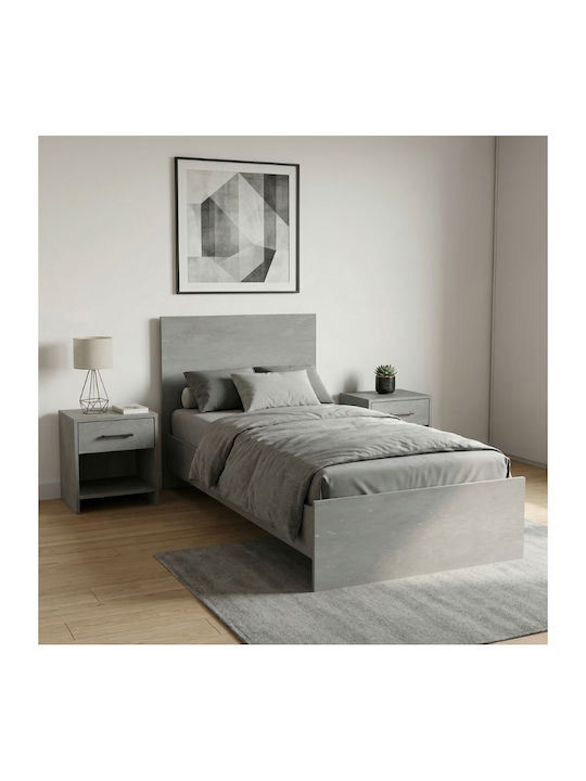 Troy Pat Single Din Lemn Gri Pentru Saltea 100x...