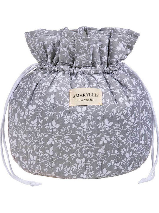 Handmade Cotton Gray Toiletry Bag Pouch Flower ...