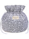 Handgemachter Baumwoll-Kulturbeutel Pouch Grau Blume Amaryllis Slippers – Hergestellt in Griechenland