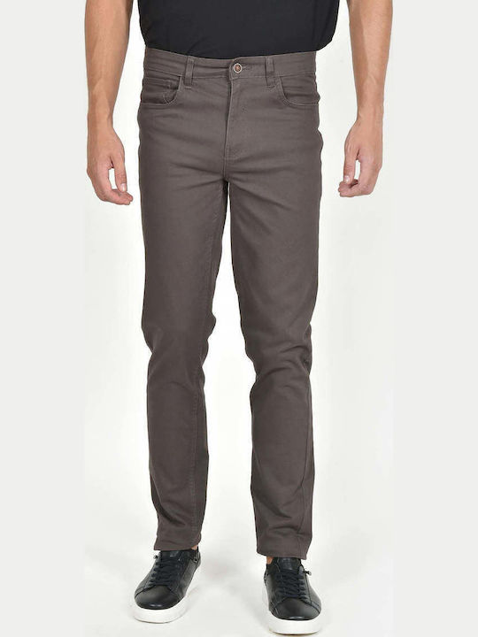 Men's Trousers Elastic Regular Fit Brown