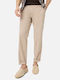 Chino Trousers Elastic in Straight Leg Beige