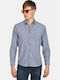 Long Sleeve Shirt in Regular Fit Striped Indigo