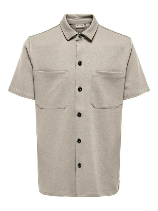 Short Sleeve Denim Shirt Silver Lining