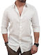 Mânecă Lungă Cămașă din In Regular Fit White
