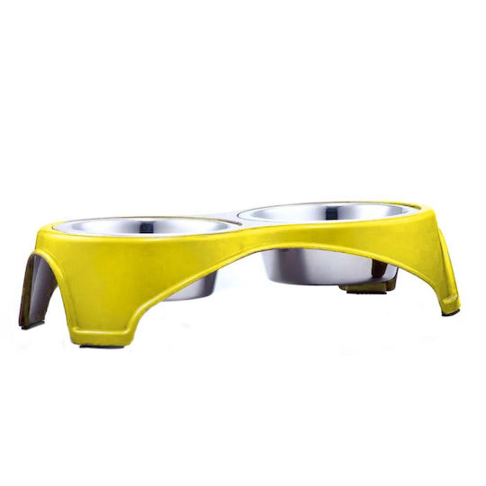 Agility Bol De Mâncare Din Oțel Inoxidabil Pentru Câine Și Pisică 2 Locuri 34.5x34.5x7.8cm