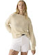 Damen Langärmelig Baumwollpullover in Creme Farbe