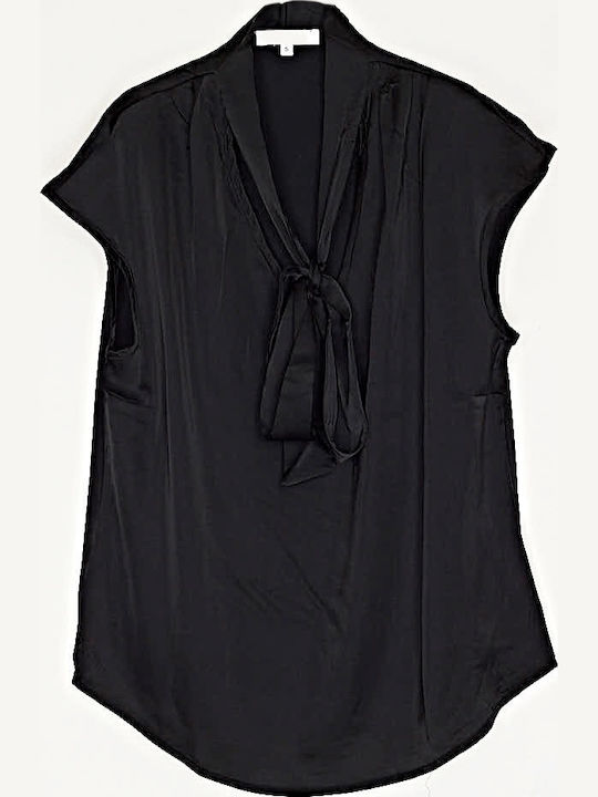 Bluza Damă Satin Fără Mâneci Neagră