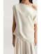 Women's Satin Sleeveless Blouse Vanilla