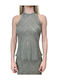 Women's Sleeveless Blouse with Neck Tie Green