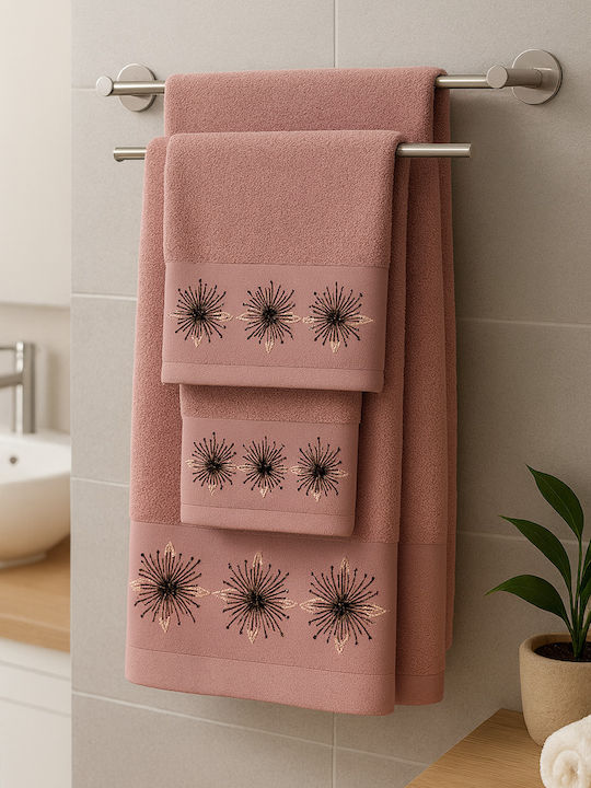 Комплект Хавлиени Кърпи 3 Бр Design Тъмнорозов