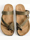 Leather Women's Anatomic Green Flat Sandals