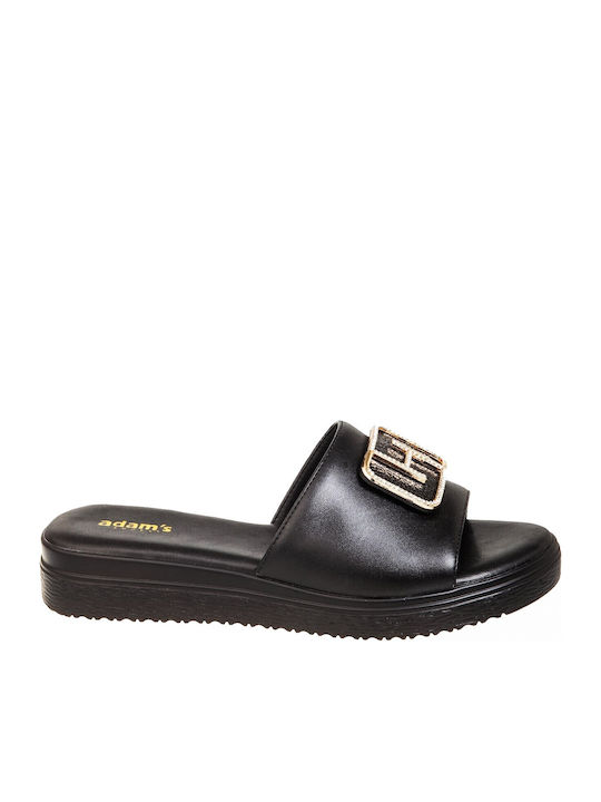 Adam's Shoes Γυναικεία Σανδάλια Flatforms Μαύρα