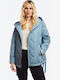 Kurze Damenjacke für Winter Hellblau