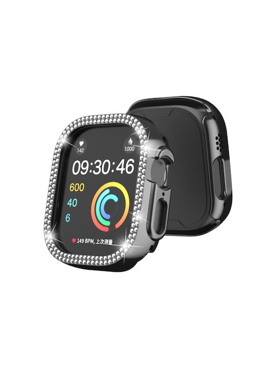 Калъф За Часовник Pc Apple Watch 1 2 3 Ultra 49мм Double Row Diamond Hollow Черен