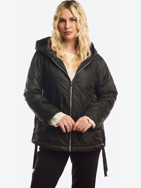 Short Women's Jacket for Winter Black