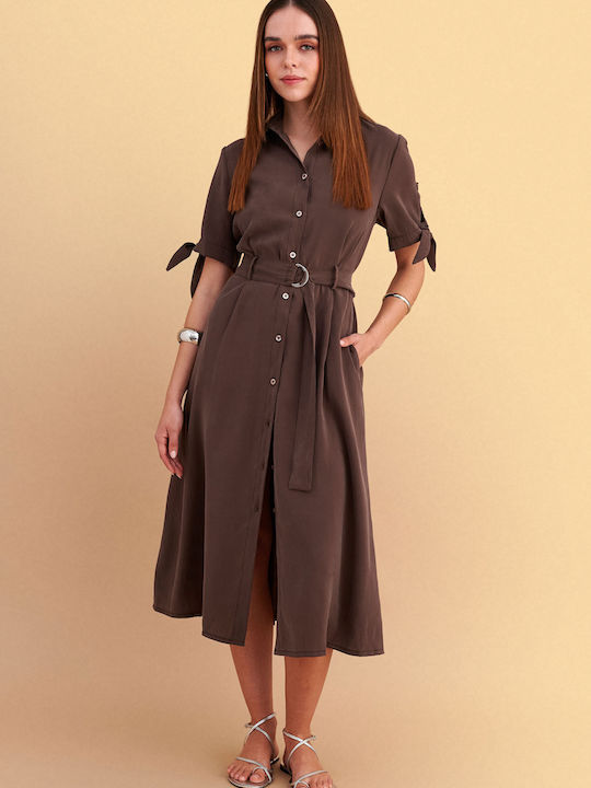 Summer Midi Dress Brown