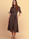 Summer Midi Dress Brown