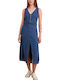 Καλοκαιρινό Midi Φόρεμα Τζιν Μπλε