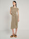 Summer Dress Beige Open Back