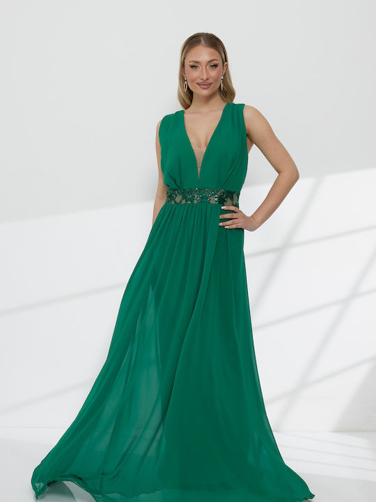 Summer Maxi Dress for Wedding / Christening with Lace Green