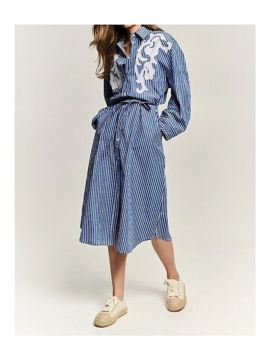 Rochie-Cămașă Midi Albastră