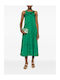 Summer Midi Dress for Wedding Christening Green