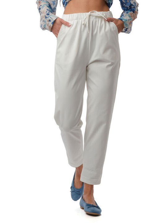 Weißes Baumwoll-Set Damenhose