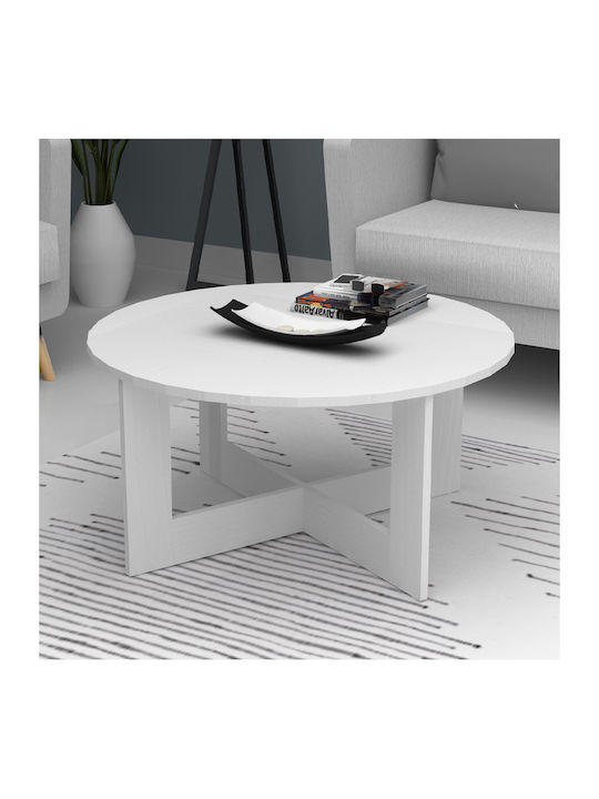 Round Central Coffee Table Kati Wooden White W80xL80xH42cm