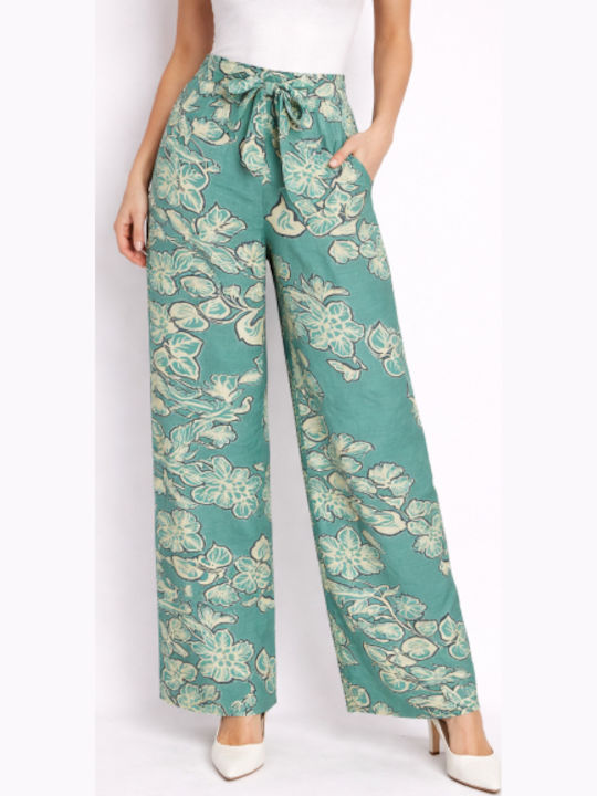 Women's Linen Pantaloons in Regular Fit Green SU-6035-7-26TR-GREEN