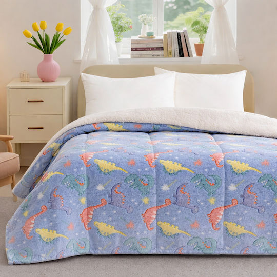 Kinderbettdecke Leuchtend Einzeln Dinosaurier Mehrfarbig 160x220cm