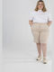 Damen Stoff Capri Hosen mit Gummiband in Creme