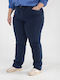 Damen Stoffhose mit Gummiband in Gerade Bein Stil Blau