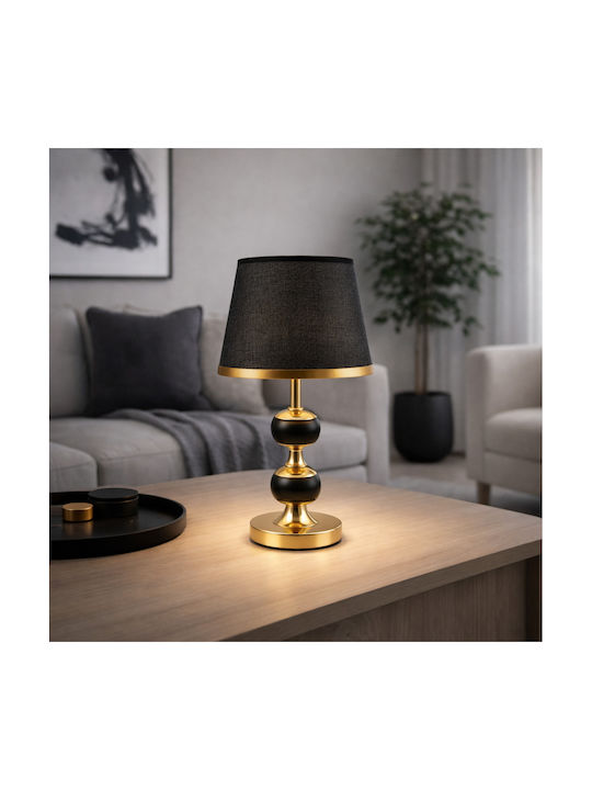 ForHome Metal Table Lamp for E27 Socket with Black Shade and Gold Base