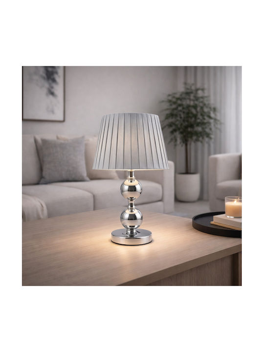 ForHome Metal Table Lamp for E27 Socket with Silver Shade and Base