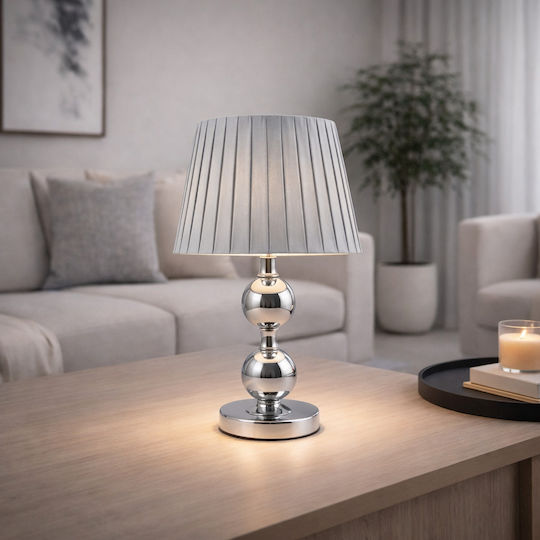 ForHome Metal Table Lamp for E27 Socket with Silver Shade and Base